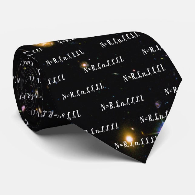 Drake Equation Hubble Deep Field Galaxies Tie (Rolled)