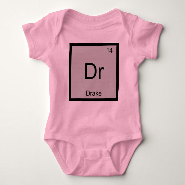 Drake Name Chemistry Element Periodic Table Baby Bodysuit (Front)