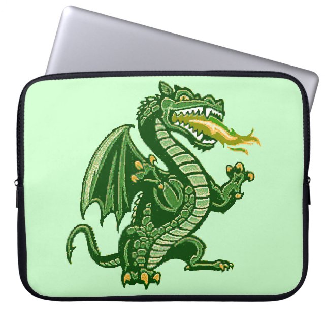 Draken Green Laptop Sleeve (Front)