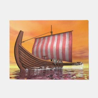 Drakkar or viking ship - 3D render Doormat