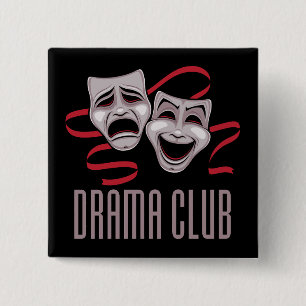 Drama Club Comedy And Tragedy Masks 15 Cm Square Badge