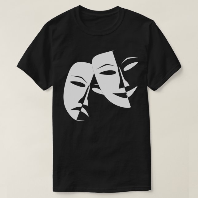 Drama Comedy Opera Cinema Theatre Mask Happy Sad F T-Shirt (Design Front)