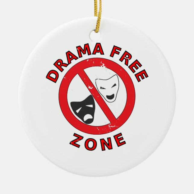 Drama Free Zone Ceramic Tree Decoration (Front)