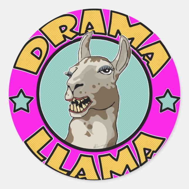Drama Llama, Classic Round Sticker (Front)