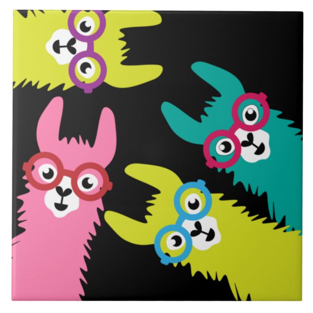 Drama Llama Colourful Camelid Ceramic Tile (Front)