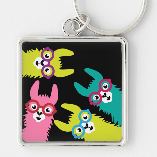 Drama Llama Colourful Camelid  Key Ring (Front)