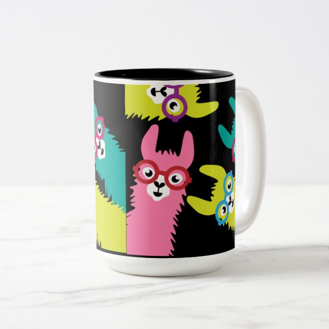 Drama Llama Colourful Camelid  Large Coffee Mug (Front Right)