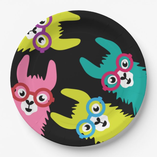 Drama Llama Colourful Camelid  Paper Plate (Front)