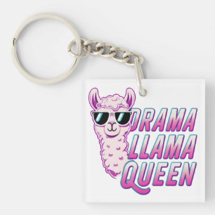 Drama Llama Queen Cute Llama With Sunglasses Women Key Ring