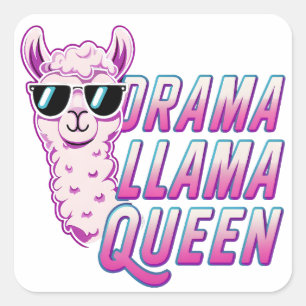 Drama Llama Queen Cute Llama With Sunglasses Women Square Sticker