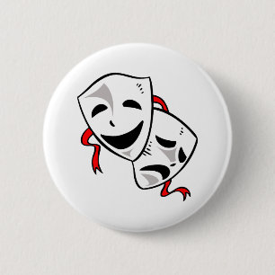 DRAMA MASKS 6 CM ROUND BADGE