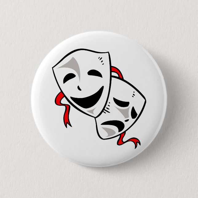 Drama Masks 6 Cm Round Badge (Front)