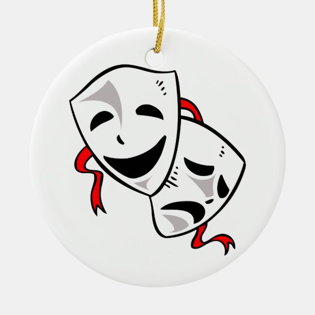 Drama Masks Ceramic Ornament (Front)