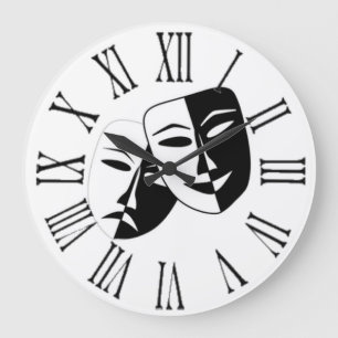 DRAMA MASKS ROMAN NUMERALS CLOCK