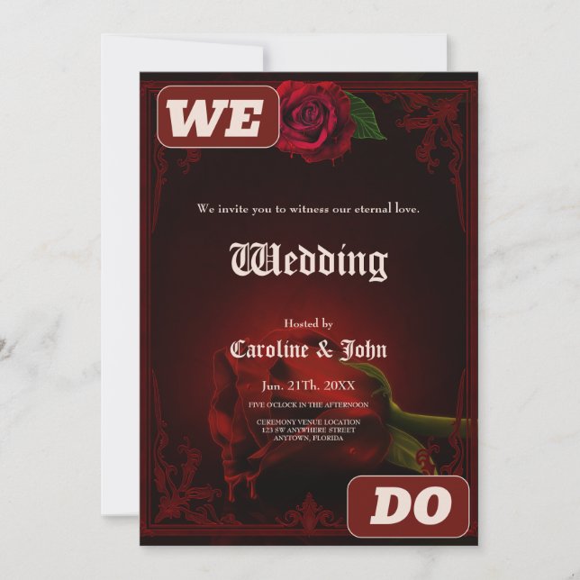 Drama of Love, the gothic Rose of Memory.  Invitation (Front)