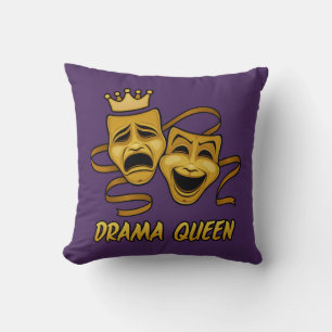 Drama Queen Comedy And Tragedy Gold Theatre Mask Cushion