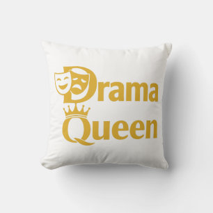 Drama Queen – Crown & Theatre Mask Design Cushion