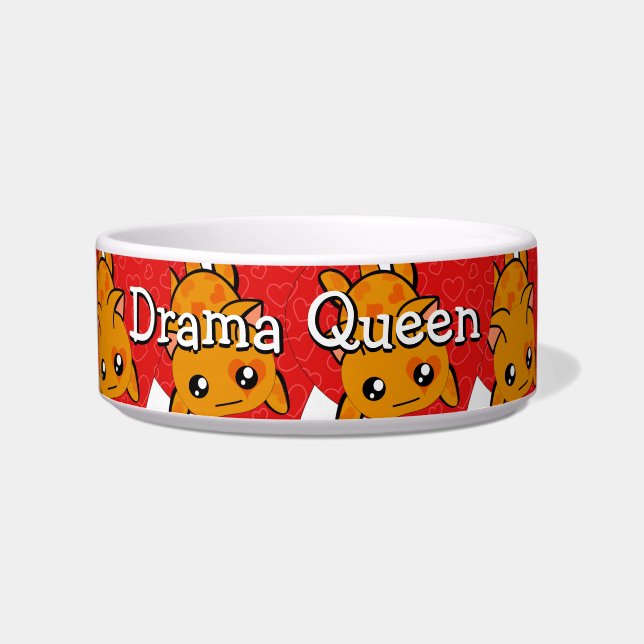 Drama Queen Cute Kitty Personalised Kitty Cat Bowl (Front)