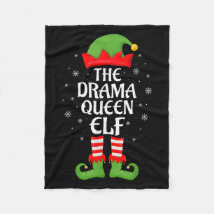 Drama Queen Elf Xmas Family Matching Elf Squad Chr Fleece Blanket
