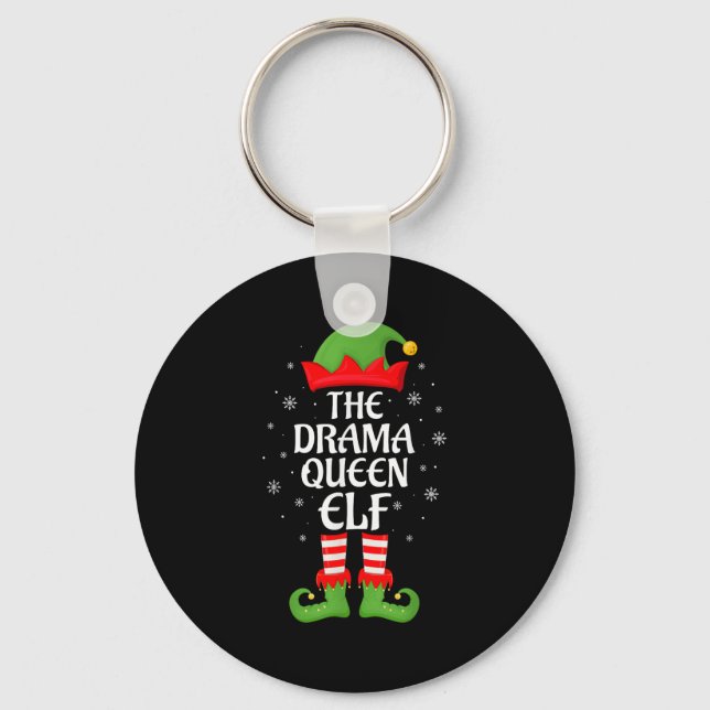 Drama Queen Elf Xmas Family Matching Elf Squad Chr Key Ring (Front)
