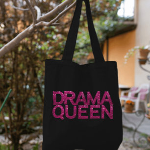 Drama Queen Hot Pink Glitter Tote Bag