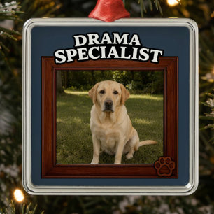 Drama Specialist Custom Funny Dog Photo Christmas Metal Ornament
