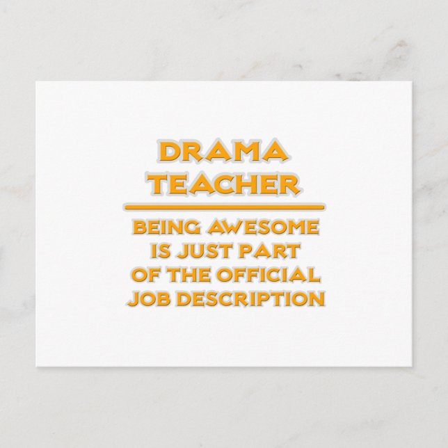Drama Teacher .. Job Description Postcard (Front)