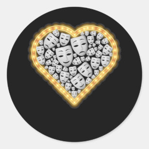 Drama Theatre Mask Love Heart Actor Actress Broadw Classic Round Sticker