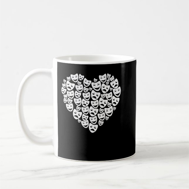 Drama Theatre Mask Lover Heart Gift Actor Actress  Coffee Mug (Left)