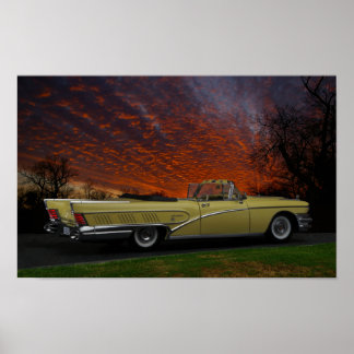 Dramatic 1958 Buick convertible poster
