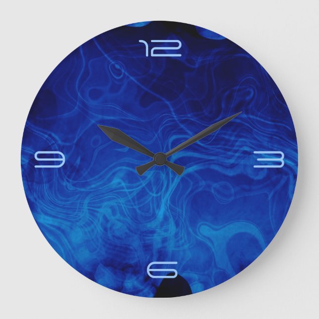 Dramatic Abstract Pattern Electric Blue Large Clock (Front)