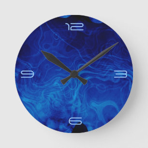 Dramatic Abstract Pattern Electric Blue Round Clock