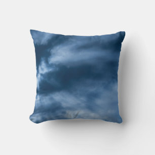 Dramatic Abstract Stormy Dark Blue Sky Clouds Cushion
