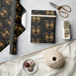 Dramatic and Elegant Gold Rose Wrapping Paper
