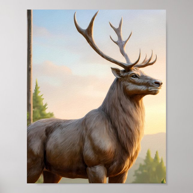 Dramatic Animal Art: Robust Reindeer Portrait Poster (Front)