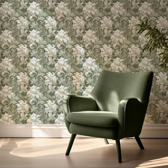 Dramatic Baroque Floral Sage Green V2 ID1050 Wallpaper (Creator Uploaded)