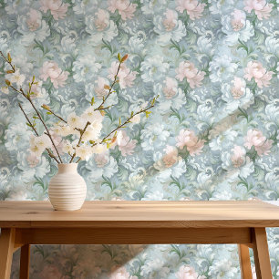 Dramatic Baroque Floral Silver Soft Pink V1 ID1050 Wallpaper