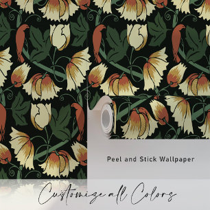 Dramatic Birds & Vines Wallpaper