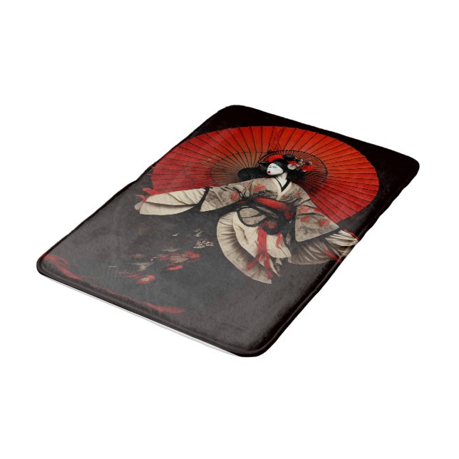 Dramatic Black and Red Kabuki Theatre  Bath Mat (Angled)