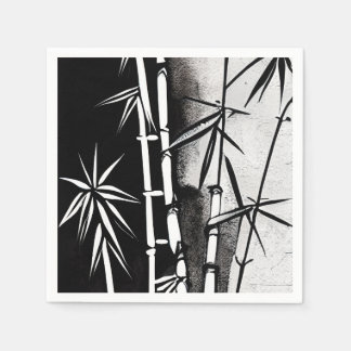 Dramatic Black and White Modern Bamboo Napkin