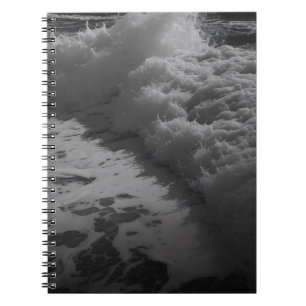 Dramatic Black and White Ocean Wave Art Notebook