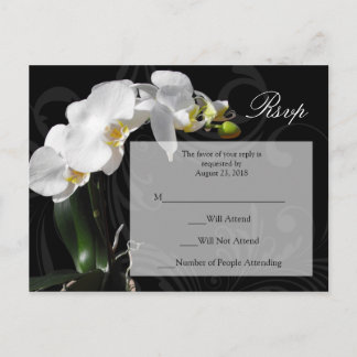 Dramatic Black and White Orchid RSVP Postcard