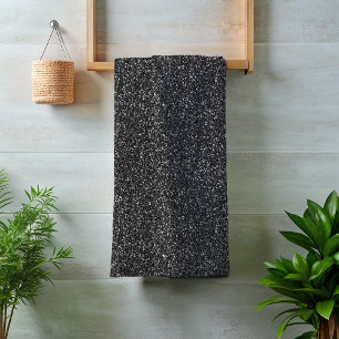 Dramatic Black Glam Glitter Sparkle Bath Towel Set