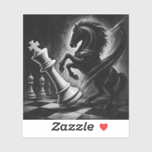 Dramatic Black Horse vs. King – Bold Chess Artwork