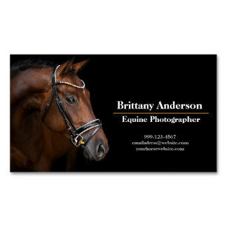 Dramatic Black Minimal Horse/Equine Photographer Magnetic Business Card