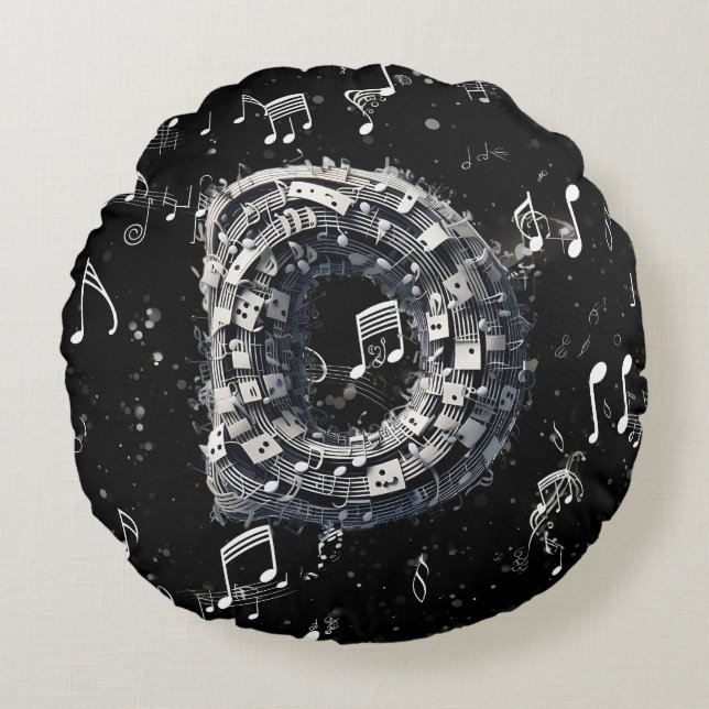 Dramatic Black Musical Dad Round Cotton Pillow (Front)
