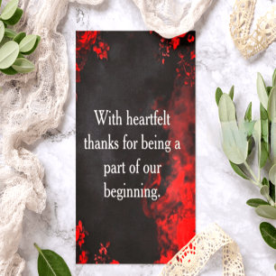 Dramatic Black & Red Floral Wedding Thank You Card