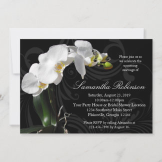 Dramatic Black w/ Orchid Bridal Shower Invitations