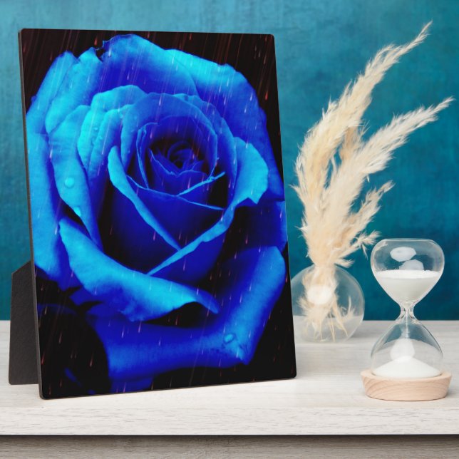 Dramatic Blue Rose Plaque (Side)