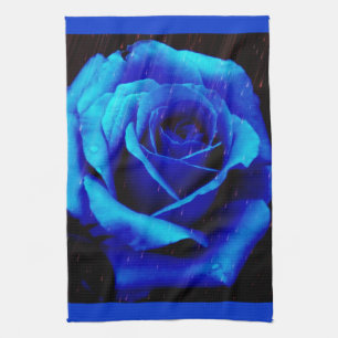 Dramatic Blue Rose Tea Towel
